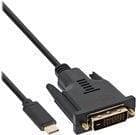 InLine - Videokabel - USB-C (M) til DVI-D (M) - USB 3.1 Gen 1 / Thunderbolt 3 / DisplayPort 1.2 - 1.0m - 1080p Support - Sort (64131)