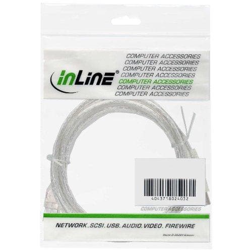 InLine 34550T USB 2.0-kabel, A till B, transparent, 10m