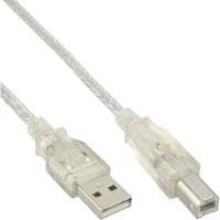 InLine 34550T USB 2.0-kabel, A till B, transparent, 10m