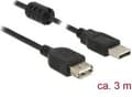 Miniatyrbild 2 av 2: Delock USB-kabel USB 2.0 USB-A-kontakt, USB-A-uttag 3.00 m Svart Med Ferritkärna