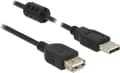 Miniatyrbild 1 av 2: Delock USB-kabel USB 2.0 USB-A-kontakt, USB-A-uttag 3.00 m Svart Med Ferritkärna