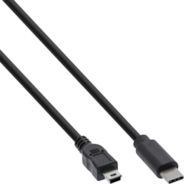InLine USB Mini B till USB-C-kabel - USB2.0 - upp till 1A / svart - 5 meter