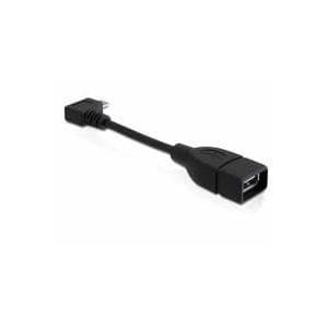 DeLOCK - USB-kaapeli - USB-tyyppi A, 4-nastainen (F) - 5-nastainen mikro-USB-tyyppi B (M) - 11 cm (USB2.0 OTG) - 90 asteen liitin (83104)