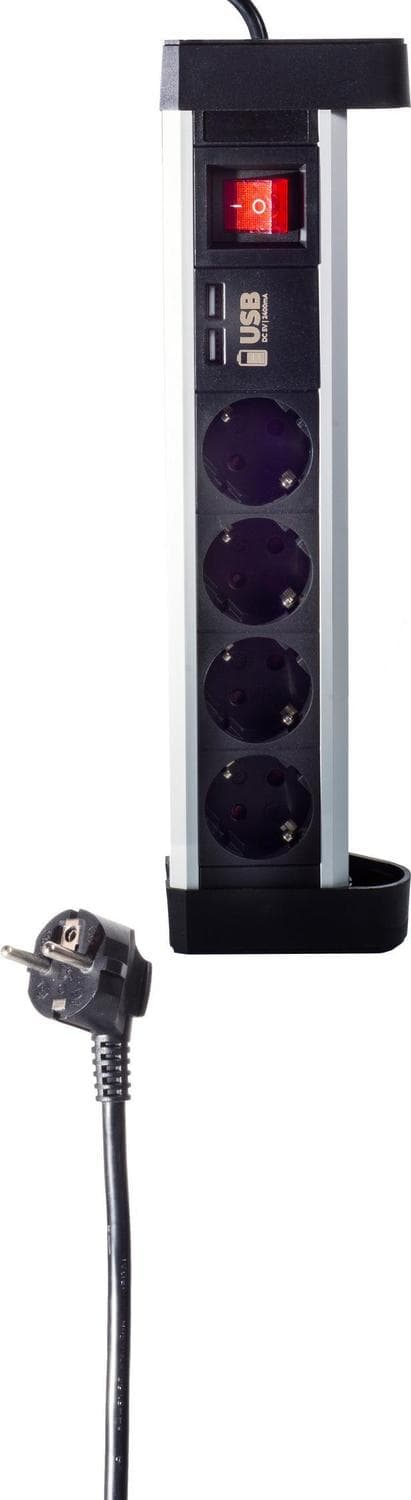 shiverpeaks ®-BASIC-S--4-suuntainen jatkojohto USB-lataustoiminnolla (BS60317)