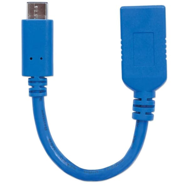 Manhattan 353540 USB-C 3.1 kabel (G1) type C han til type A hun 15 cm blå