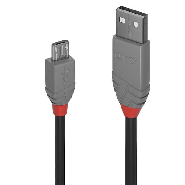 LINDY 36732 1m USB 2.0 Typ A till Micro-B-kabel, Anthra Line, antracit