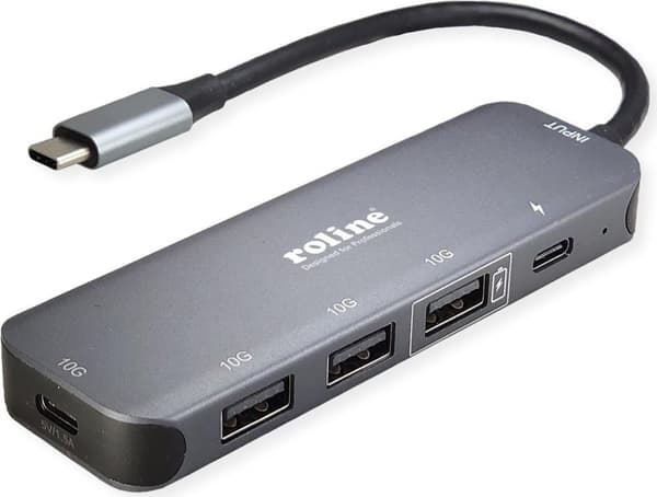 ROLINE USB 3.2 Gen 2 Hub, 5x, Type-C tilslutningskabel (14.02.5048)