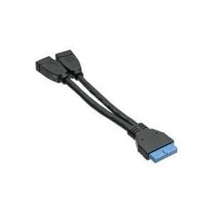 InLine USB3.0 sovitinkaapeli - 2x pistoke A -> pin liitin 19pol. - 15 cm (33445I)