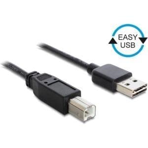 DeLOCK Easy - USB-kabel - USB (M) vendbar til USB Type B (M) - USB2.0 - 50 cm - sort (83684)