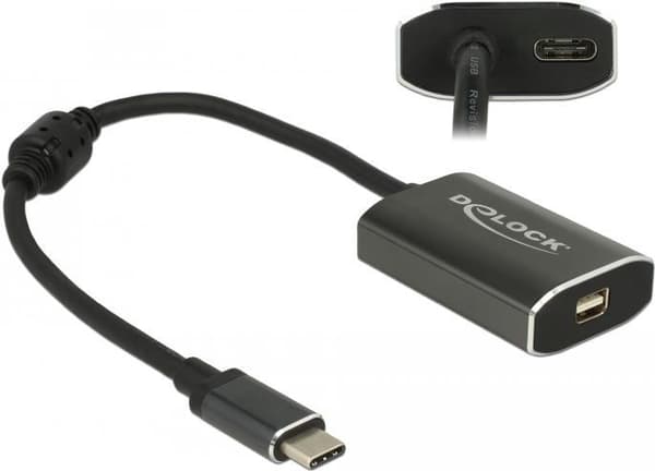 DeLOCK - Ekstern videoadapter - VL100 - USB-C - Mini DisplayPort - mørkegrå - detailhandel
