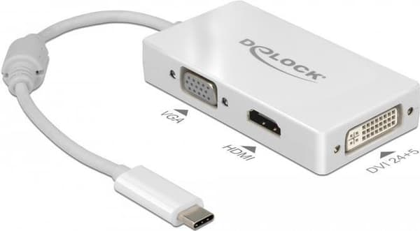 DeLOCK - Extern videoadapter - USB-C - DVI, HDMI, VGA - vit
