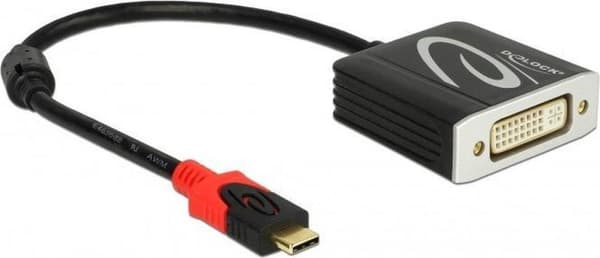 DeLOCK Premium USB-C til DVI adapter med DP Alt Mode (1920 x 1200) / sort - 0,20 meter