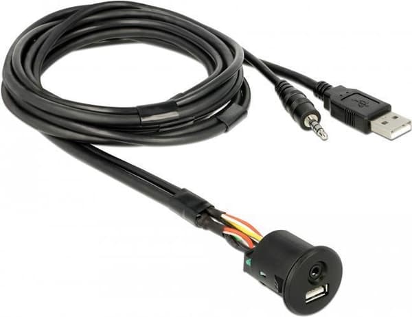 DeLOCK - USB / audio forlængerkabel - USB, Mini-Han (M) til USB, Mini-Han (W) - 1,5 m - Sort