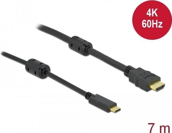 DeLOCK - Video-/lydkabel - HDMI / USB - USB-C (M) til HDMI (M) - 7,0 m - sort - 4K-understøttelse, aktiv (85973)