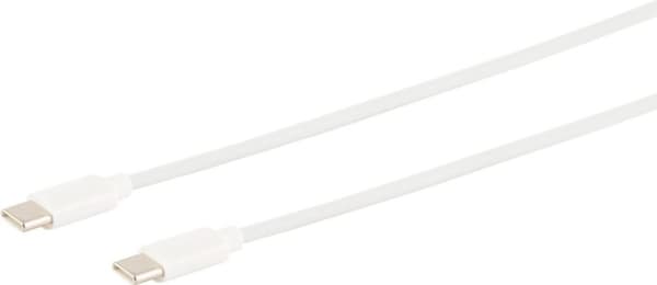 S/CONN maximal anslutning USB-laddningssynkkabel, USB C-hane till USB-C-hane, 2.0, ABS, vit, 1,5 m (14-12052)