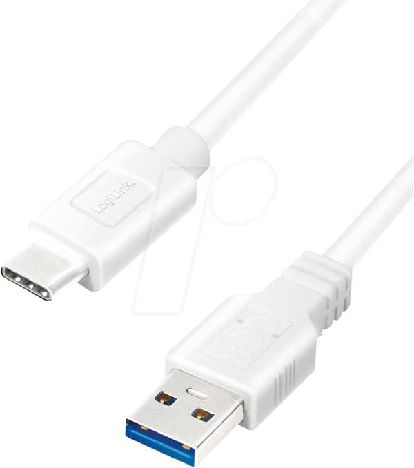 LogiLink - USB-kabel - USB Type A (M) til USB-C (M) vendbar - USB 3.2 Gen 1 - 3 A - 1,5 m - hvid