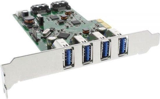 InLine - interfacekort - 4 x USB3.0 + 2 x SATA 6Gb/s - PCIe - lavprofilslotbeslag (76664C)