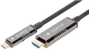 DIGITUS USB type C til HDMI AOC adapterkabel, 15 m kabeldiameter: 4,8 mm, tilslutning 1: USB type - C stik, - 1 stk (AK-330150-150-S)