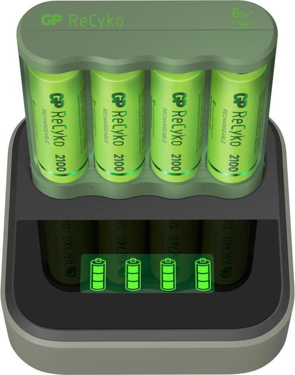 GP - Akkulaturi (USB) + telakka - AA/AAA Harmaa