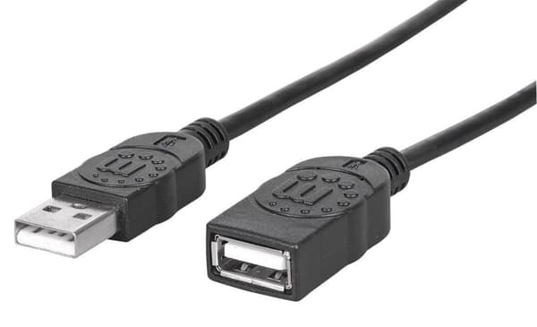 Manhattan Hi-Speed  - USB-förlängningskabel - USB (M) till USB (W) - USB 2.0 - 300 V - 0.5 A - 1 m - gjuten - svart