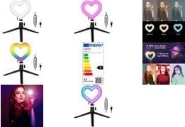 LogiLink Heart Shape LED-jalusta valaistuksen ohjauksella 15 RGB-väritilaa, 17 dynaamista valotehostetta, säädettävä - 1 kpl (AA0155) musta, Valkoinen