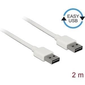 DeLOCK Easy - USB-kabel - USB (M) vendbar til USB (M) vendbar - USB2.0 - 2.0m - hvid (85194)