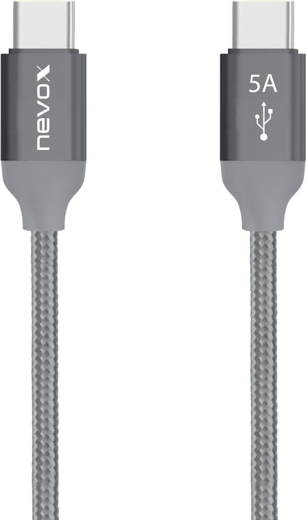 nevox 1653 USB-kaapeli USB 2.0 USB C harmaa hopea