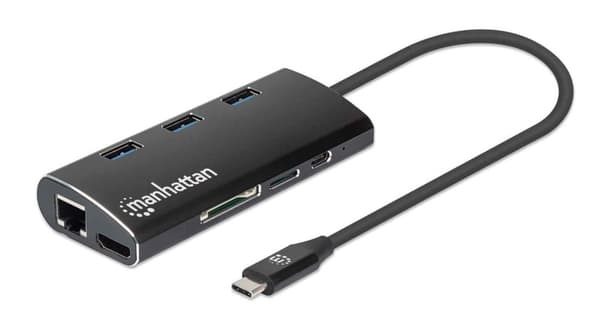 MANHATTAN USB-C DOCK/HUB HDMI/USB-C/USB-A nätverk 5 GBP PD-kortläsare
