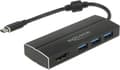 Miniatyrbillede 1 af 7: DeLOCK Premium USB-C til HDMI og 3x USB-A adapter med DP Alt Mode (4K 30 Hz) / sort - 0,15 meter