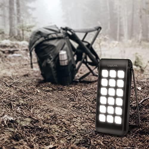 LogiLink Mobile ekstra batteri med solcelle, 10.000 mAh, sort med indbygget LED lommelygte, med foldbart stativ, - 1 stk (PA0273)