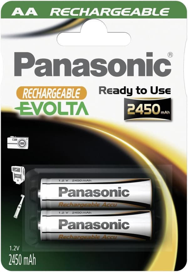 Panasonic EVOLTA genopladelige NiMH-batterier Mignon (AA) 2450mAh, 2 stk.