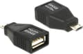 Miniatyrbild 1 av 3: DeLOCK USB Micro B (m) till USB-A (f) OTG-adapter - USB2.0 - upp till 1A / svart