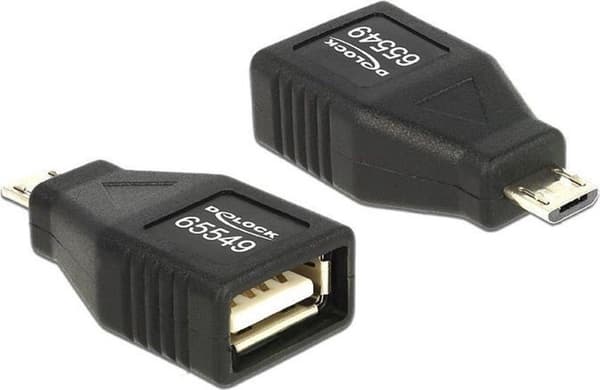 DeLOCK USB Micro B (m) til USB-A (f) OTG-adapter - USB2.0 - op til 1A / sort