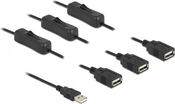 Delock - Strömfördelare - USB (M) till USB (W) 2 A - 1,0 m - svart (86804)