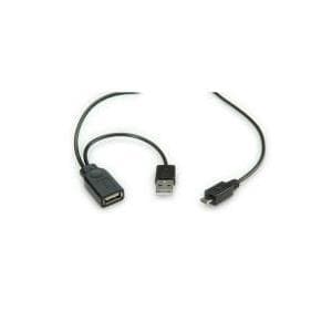 ROLINE USB 2.0 Y-kabel - 2x typ A (ST / BU) - Micro B ST - 1m - skärmad - USB 2.0 typ Micro B - 1 mm (19.08.1009)