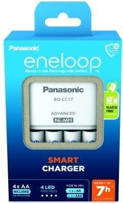 Panasonic Advanced BQ-CC17 + 4x eneloop AA-stikoplader NiMH Micro (AAA), Mignon (AA) (52017E40) Hvid