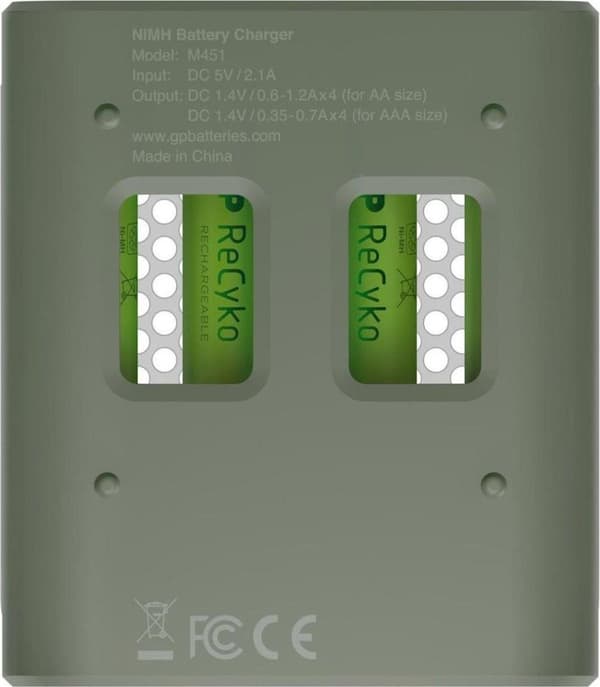 GP ReCyko AA/AAA Speed ​​​​Oplader (USB) - Batterioplader - inkl. 4x AAA batterier 950mAh