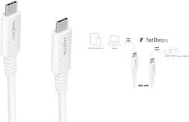 LogiLink data- och laddningskabel, USB-C - USB-C-kontakt, vit 0,8 m, anslutning: USB-C-kontakt - USB-C-kontakt, USB-IF - 1 st (CU0180)