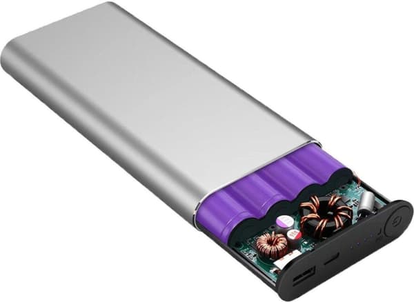 RealPower PB-20000 PD Pro 20.000 mAh powerbank med USB-C PD 100W og USB Quick Charge 3.0 65W sølv/aluminium