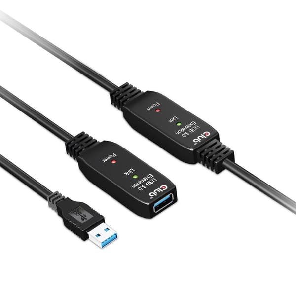 Club 3D USB 3.2 Gen1 aktiv förlängningskabel 10 meter M/W 28AWG