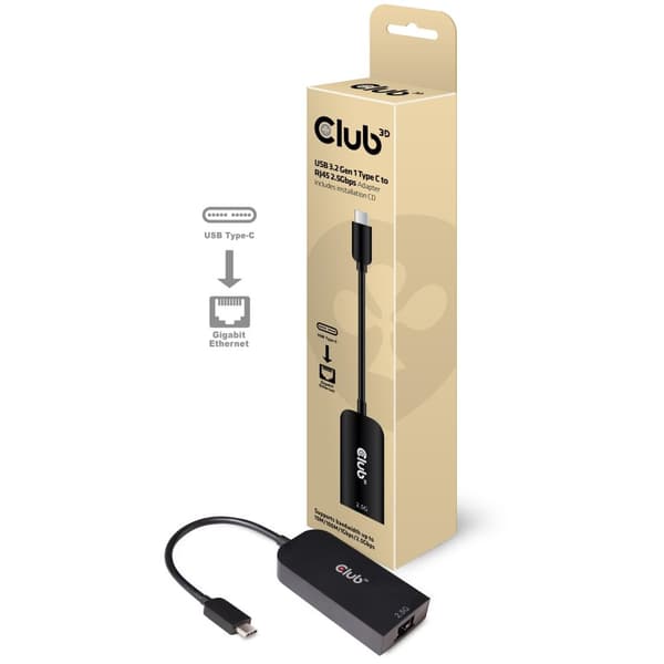 CLUB3D USB 3.2 Gen1 Type C til RJ45 2,5 Gbps adapter