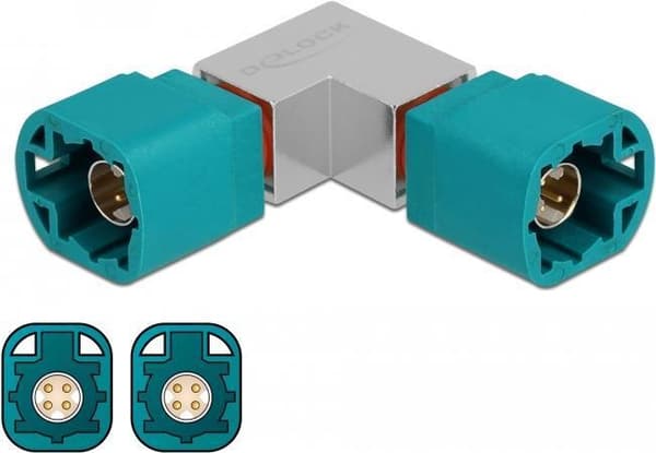 Delock - Dataadapter - HSD Z (M) til HSD Z (M) - RAL 5021, vandblå - vinklet (90525)