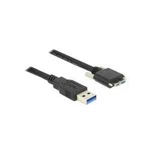 DeLOCK - USB-kabel - 9-stifts USB typ A (M) - 10-stifts mikro-USB typ B (M) - 3,0 m (USB3.0) - vingskruvar - svart (83599)