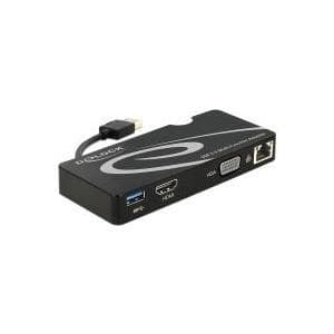 DeLOCK Adapter - USB3.0 - HDMI/VGA + Gigabit LAN + USB3.0 - 1 x USB3.0 type A (M) - 1 x HDMI, 19 ben (F) - 1 x VGA, 15 ben (F) - 1 x RJ45 (F) - 1 x US Sort