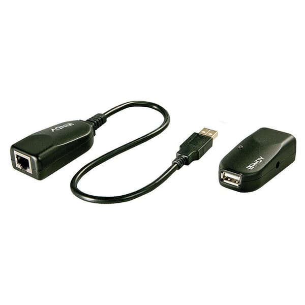 LINDY USB 2.0 Cat.5 Extender 50m Classic 1 port. 42693 grå Svart
