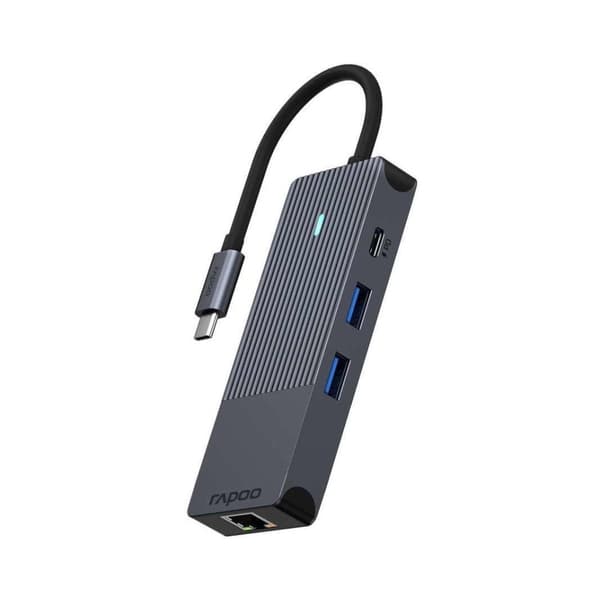 Rapoo USB-C 8-i-1 Multiport Adapter Sort