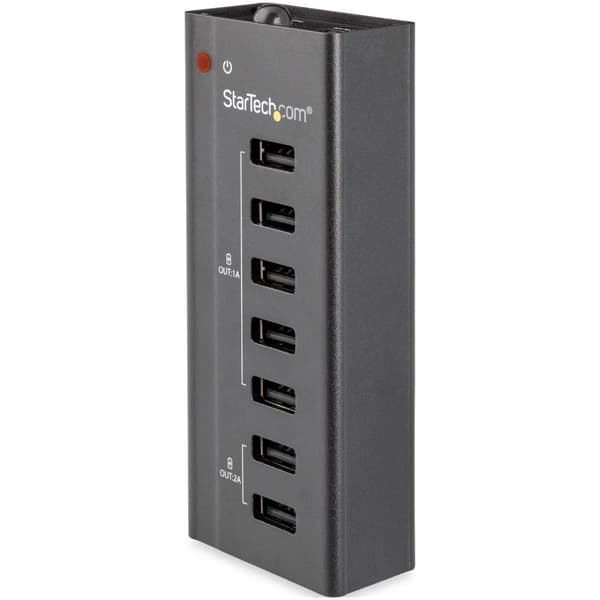 StarTech.com ST7C51224EU USB-laddningsvagga (7 portar, 5x 1A-portar & 2x 2A-portar, fristående, USB-laddningsremsa för flera enheter) - Laddningsremso Svart