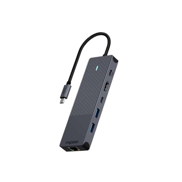 Rapoo USB-C 6-i-1 multiportsadapter Svart