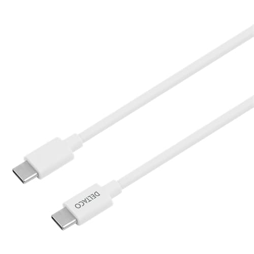 DELTACO USB-C PD väggladdare med avtagbar USB-C till USB-C kabel, 20 W, 1m kabel, vit