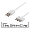 Miniatyrbild 1 av 2: DELTACO USB till Apple 30-Pin, synk-/laddarkabel, 1m, vit